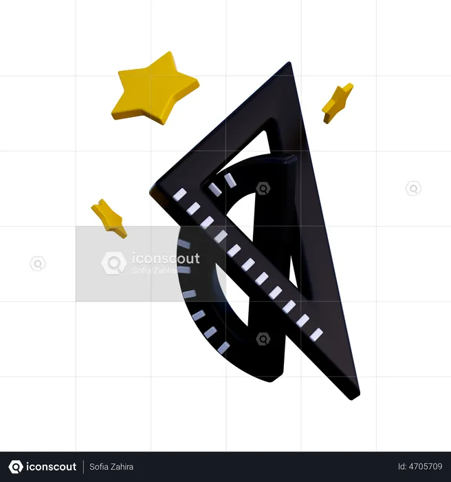 Ruler And Set Square  3D Illustration