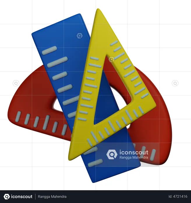 Ruler And Set Square  3D Illustration