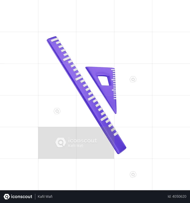 Ruler And Set Square  3D Illustration