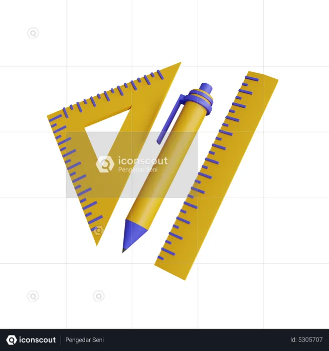 Ruler With Pen  3D Icon