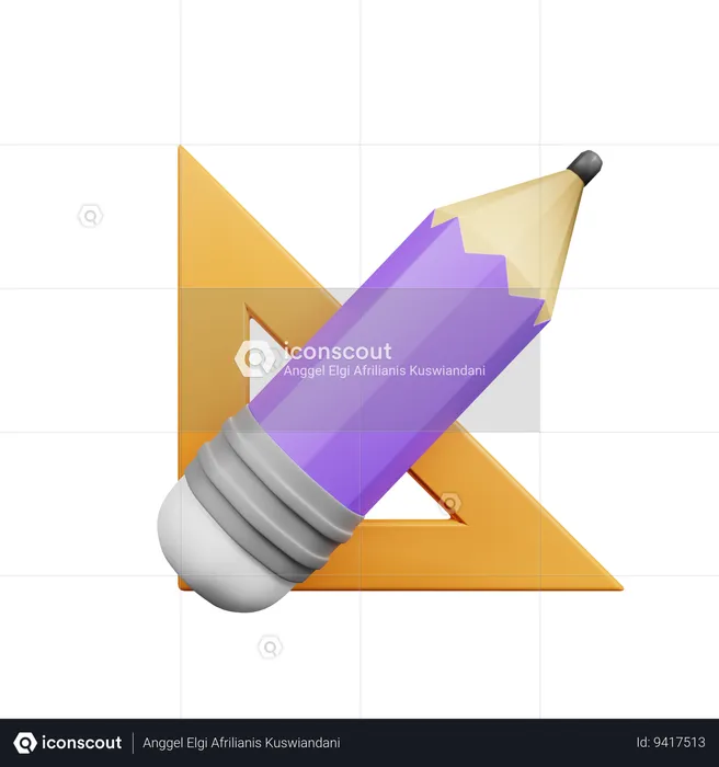 Ruler With Pencil  3D Icon