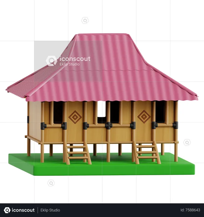 Rumah Sunda  3D Icon