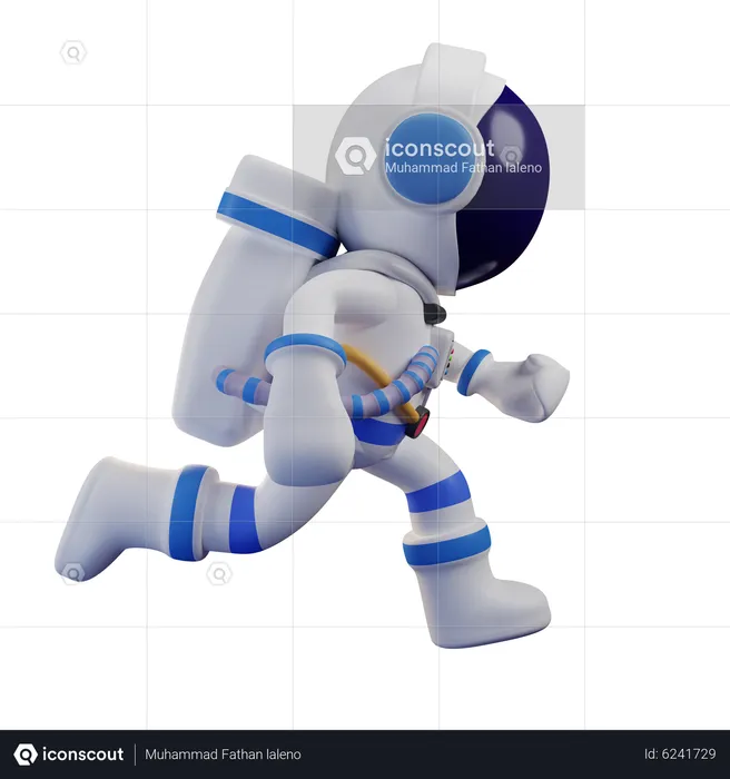 Running Astronaut  3D Illustration