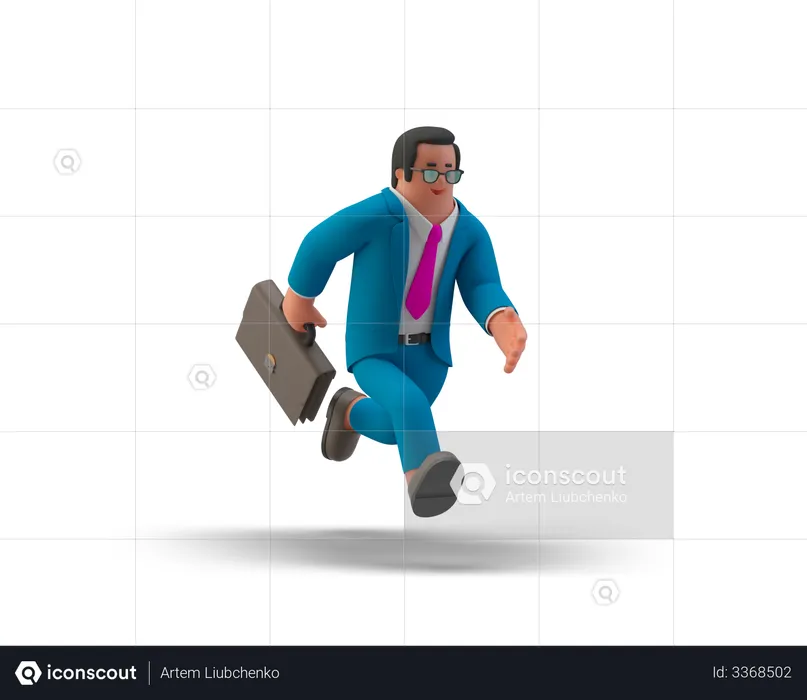Running businessman with a briefcase  3D Illustration