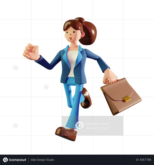 Running Businesswoman with a briefcase  3D Illustration