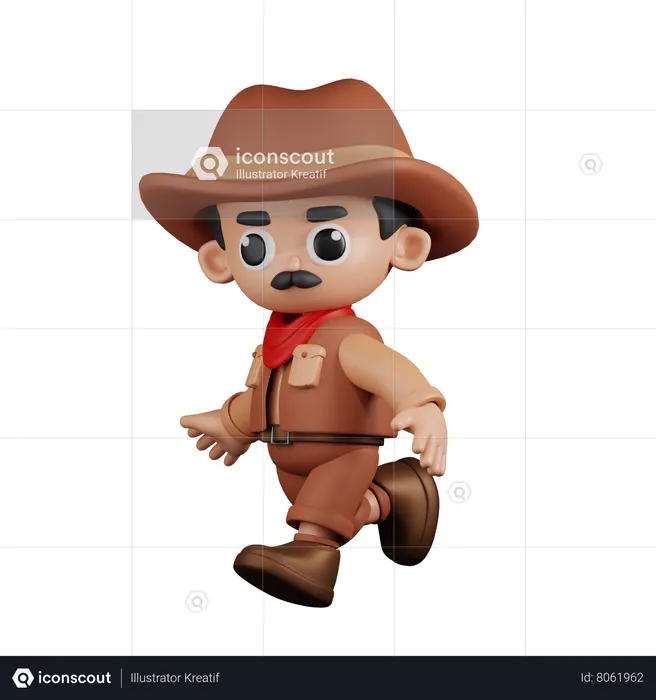Running Cowboy  3D Illustration