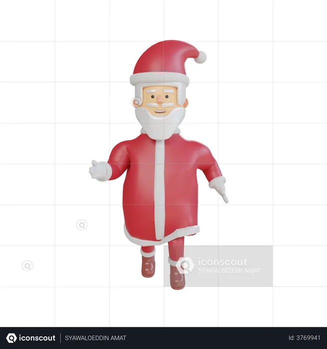Running Cute Santa Claus  3D Illustration