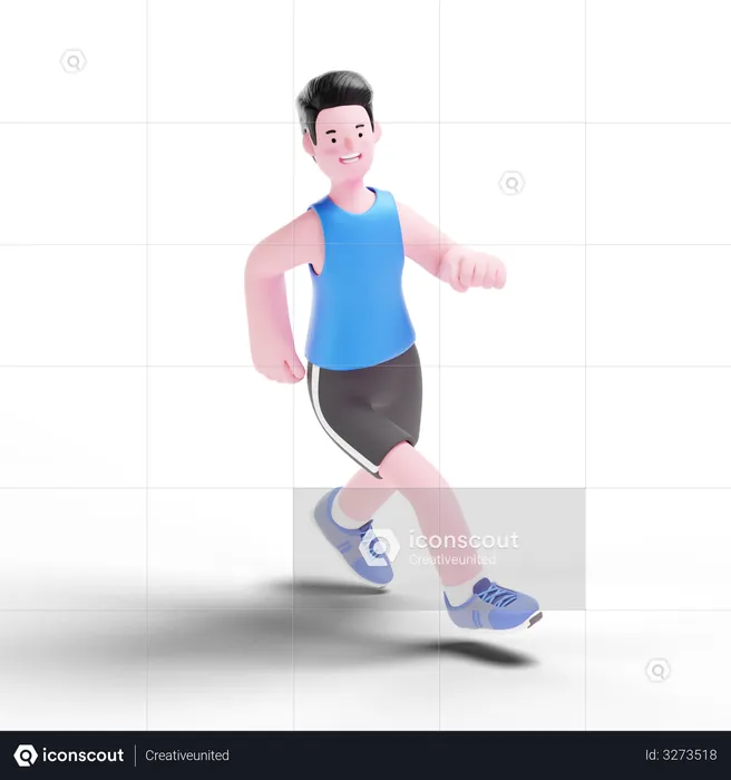 Running Exercise  3D Illustration