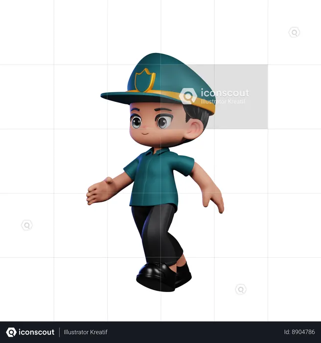 Running Policeman  3D Illustration