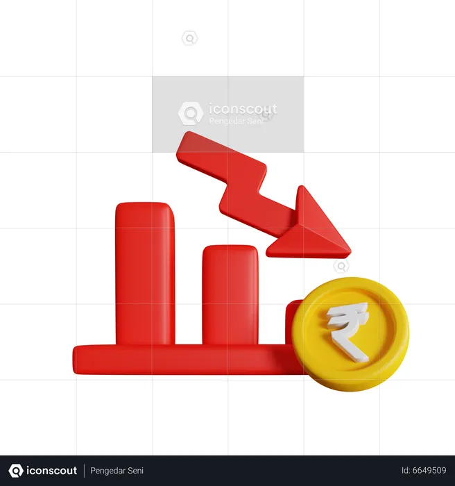 Rupee Loss  3D Icon