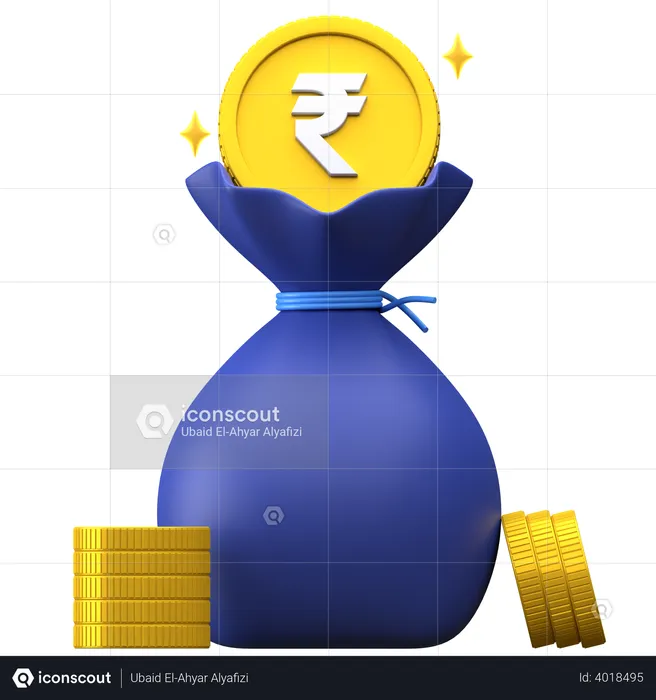 Rupee money bag  3D Illustration