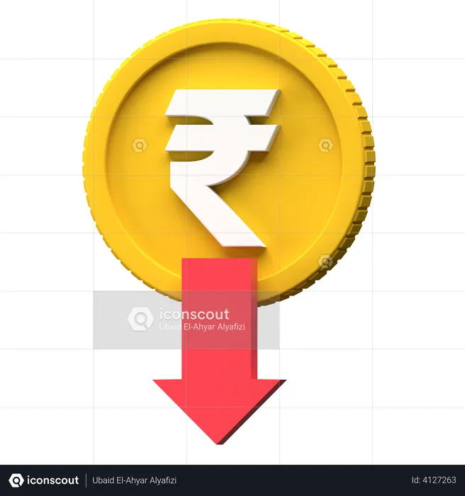 Rupee Rate Down  3D Icon