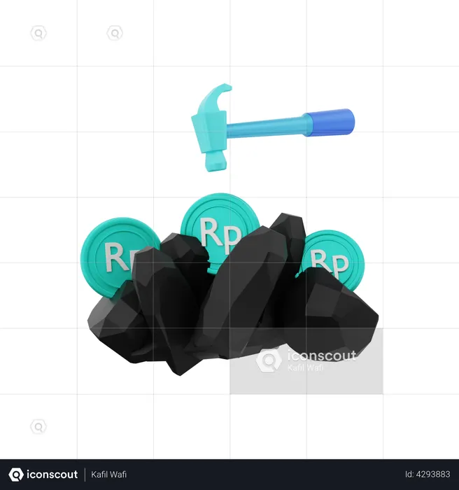 Minería de dinero en rupias  3D Illustration