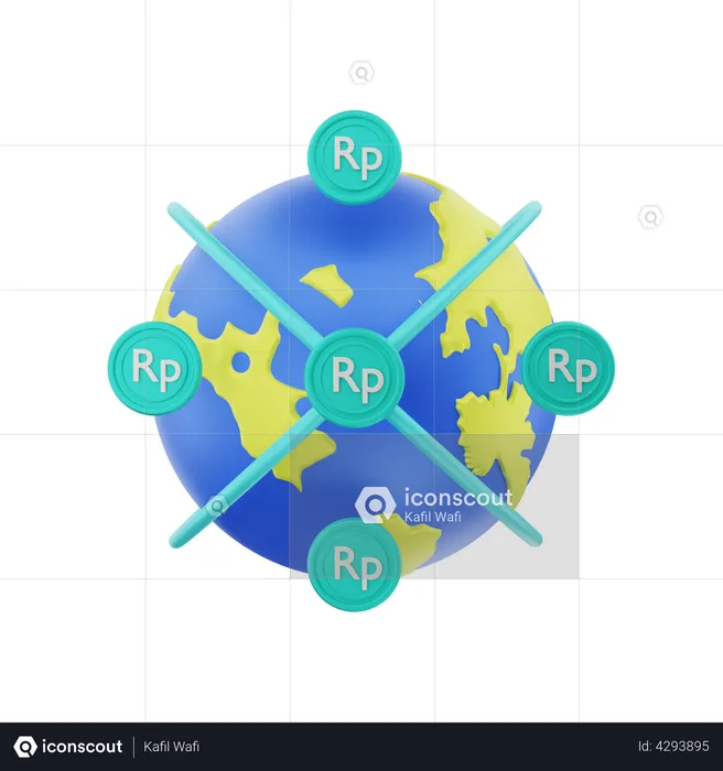 Rupia global  3D Illustration