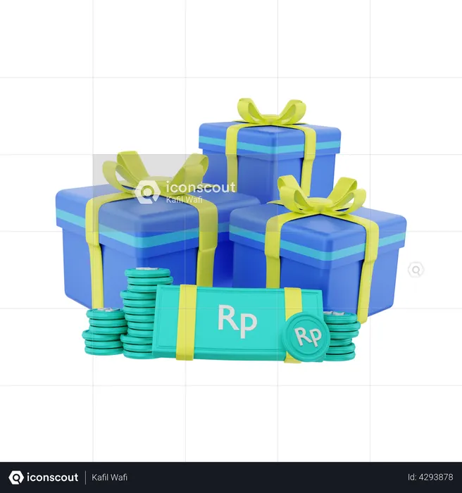 Rupiah money gift box  3D Illustration
