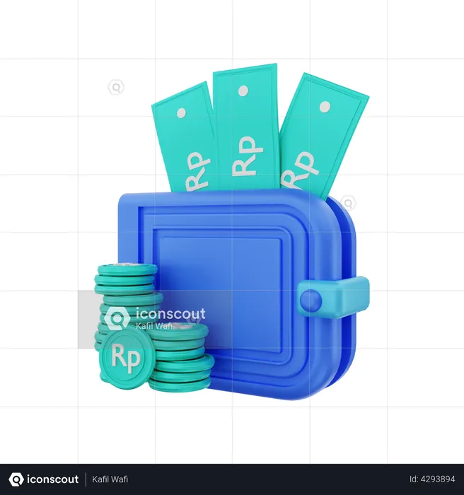 Rupiah money wallet  3D Illustration