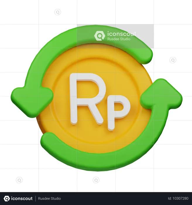 Rupiah-Münzfluss  3D Icon