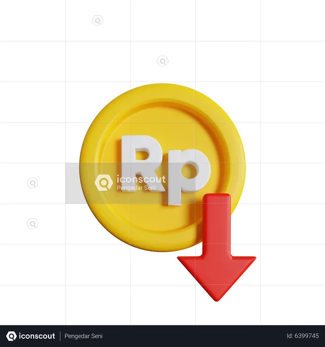 Rupiah Rate Down  3D Icon