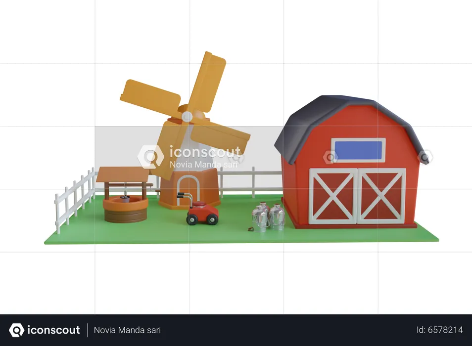 Rural Farm  3D Illustration