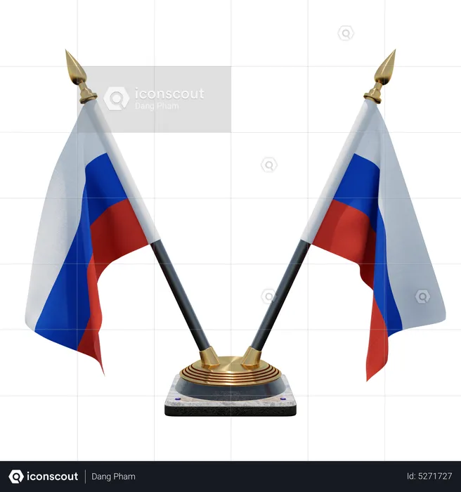 Russia Double (V) Desk Flag Stand Flag 3D Icon