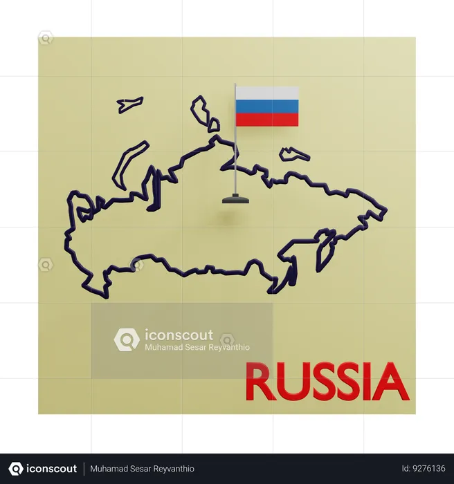 Russia Map Flag 3D Icon
