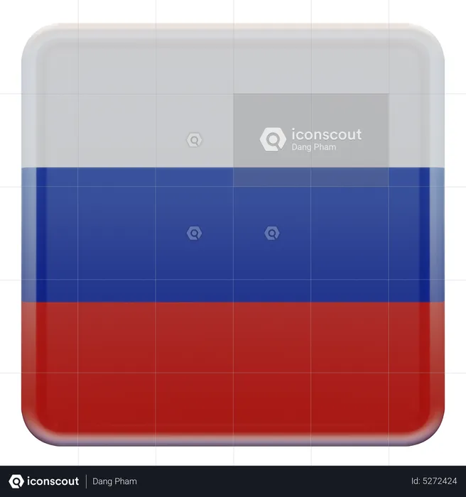 Russia Square Flag Flag 3D Icon