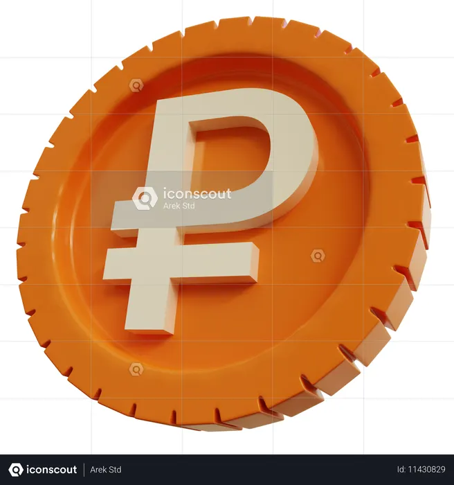 Russian Ruble Coin Logo 3D Icon