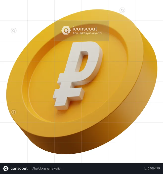 Russian Ruble Gold Coin  3D Icon