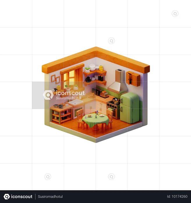 Rustic Kitchen  3D Icon