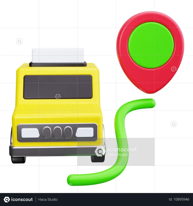 Ruta de taxi  3D Icon