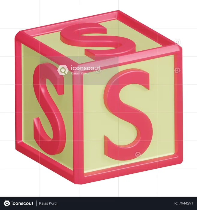 S Alphabet Letter  3D Icon