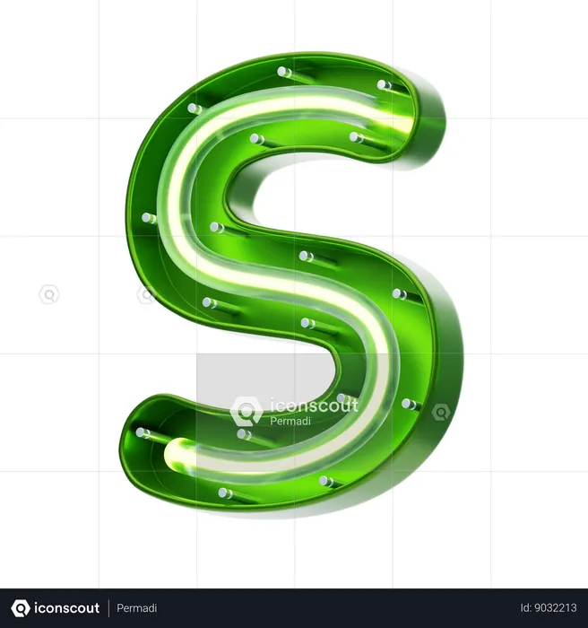 S Letter Shape Neon Text  3D Icon