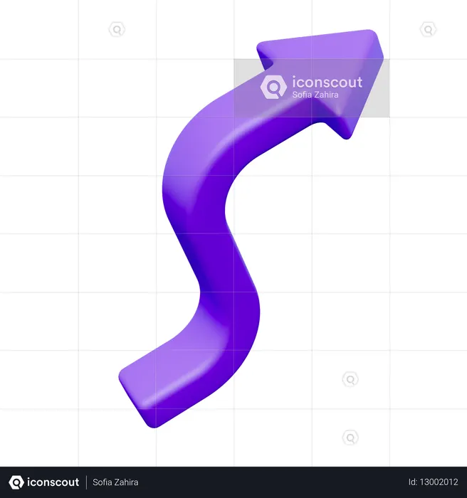 S-shaped Arrow Pointing  3D Icon