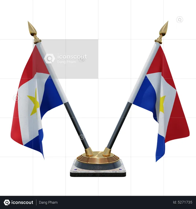 Saba Double (V) Desk Flag Stand Flag 3D Icon