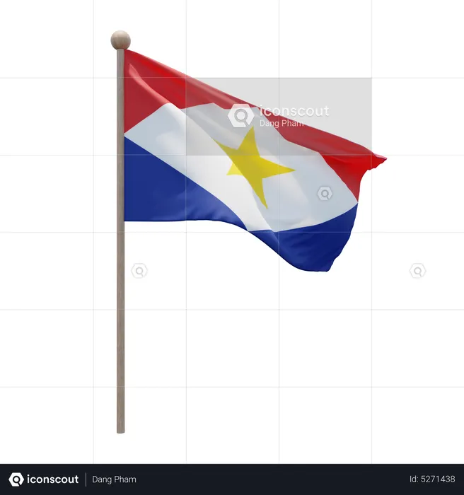 Saba Flagpole Flag 3D Icon