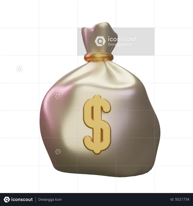 Sac d'argent en dollars  3D Icon