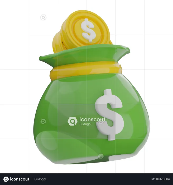 Sac de dollars  3D Icon