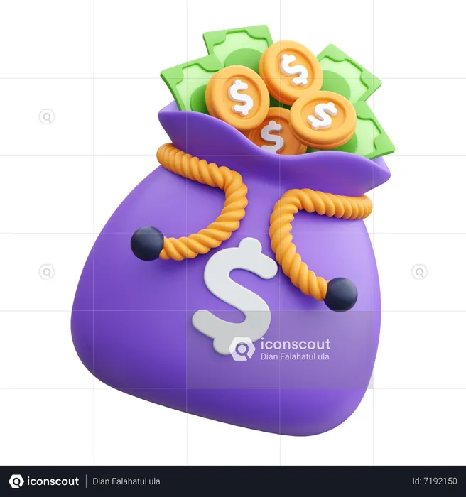 Sac de monnaie  3D Icon