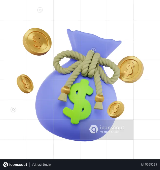 Sac de pièces de monnaie  3D Icon