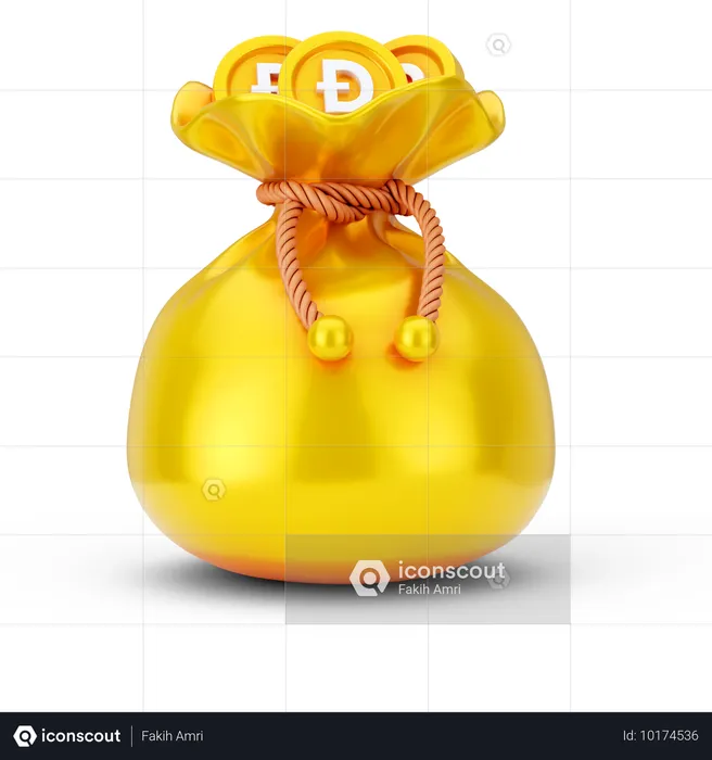 Sac à pièces dogecoin  3D Icon