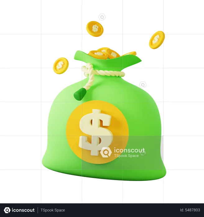 Sac de dollars  3D Icon