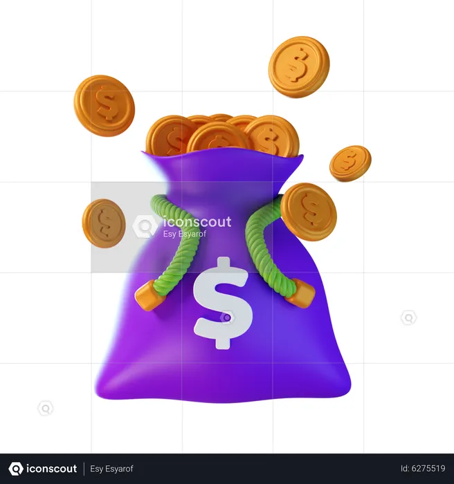 Sac de dollars  3D Icon