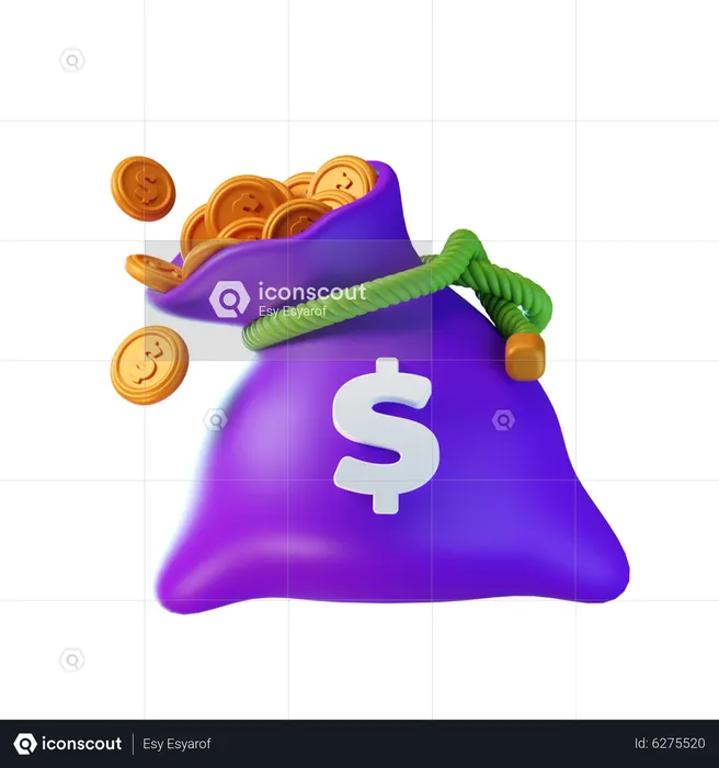 Sac de dollars  3D Icon