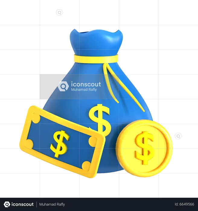 Sac de dollars  3D Icon