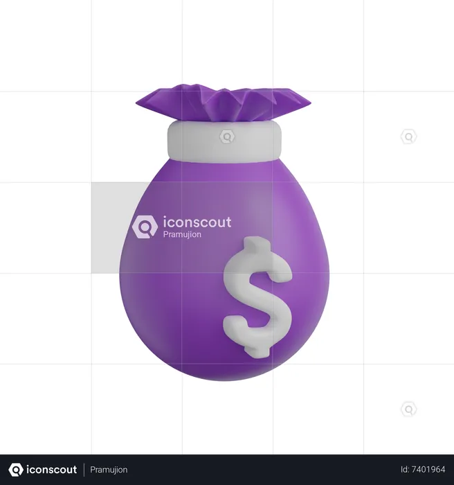 Sac de dollars  3D Icon