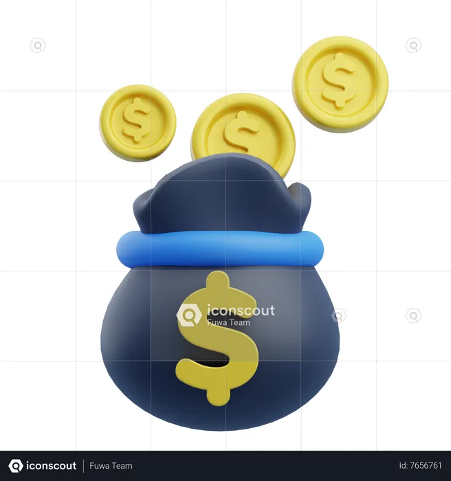 Sac de dollars  3D Icon