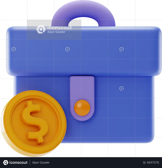 Pièce de monnaie d'un dollar de sac  3D Illustration