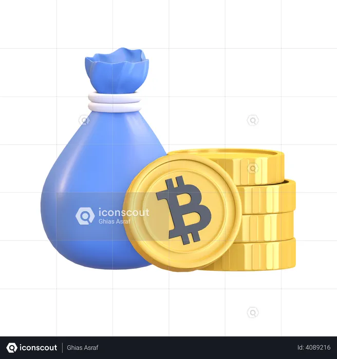 Sack Of Bitcoin  3D Illustration