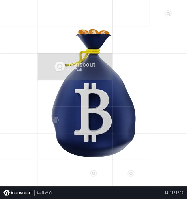 Sack of Bitcoin  3D Illustration