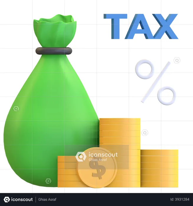 Sack Of Money Tax  3D Illustration